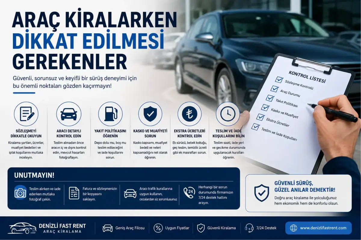 Araç Kiralarken Dikkat Edilmesi Gerekenler