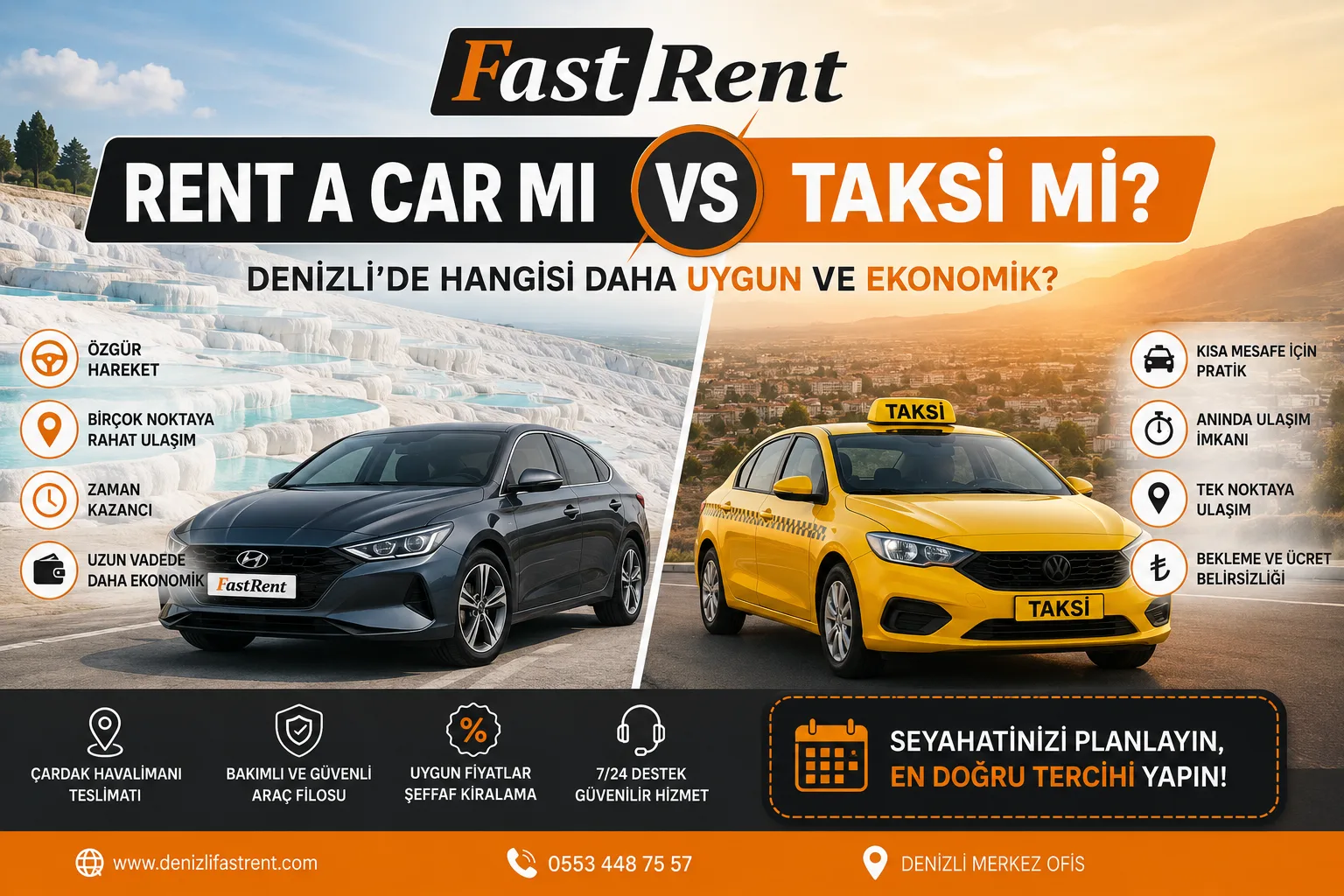 Denizli Rent a Car mı Taksi mi? Hangisi Daha Ekonomik?